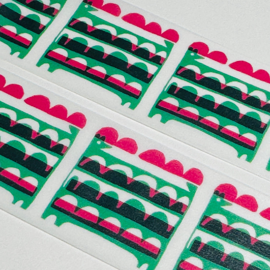 TATTAN DOG RED & GREEN OTTAIPNU Designed By Masaru Suzuki For Mt Washi Tape - 1 Roll - 35mm x 7m (23 Feet)