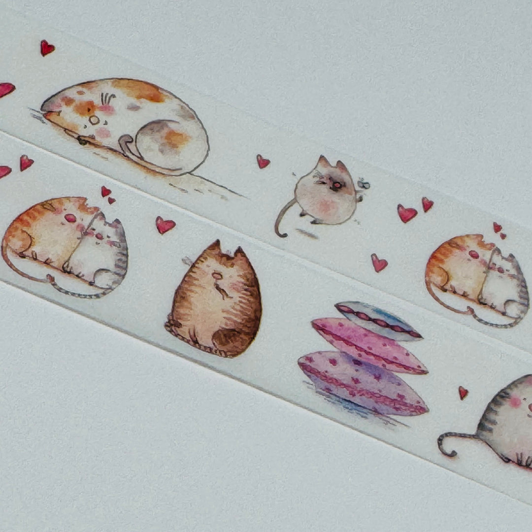 KITTY CATS In LOVE Valentine Washi Tape - 1 Roll - 15mm x 10m (33 Feet)