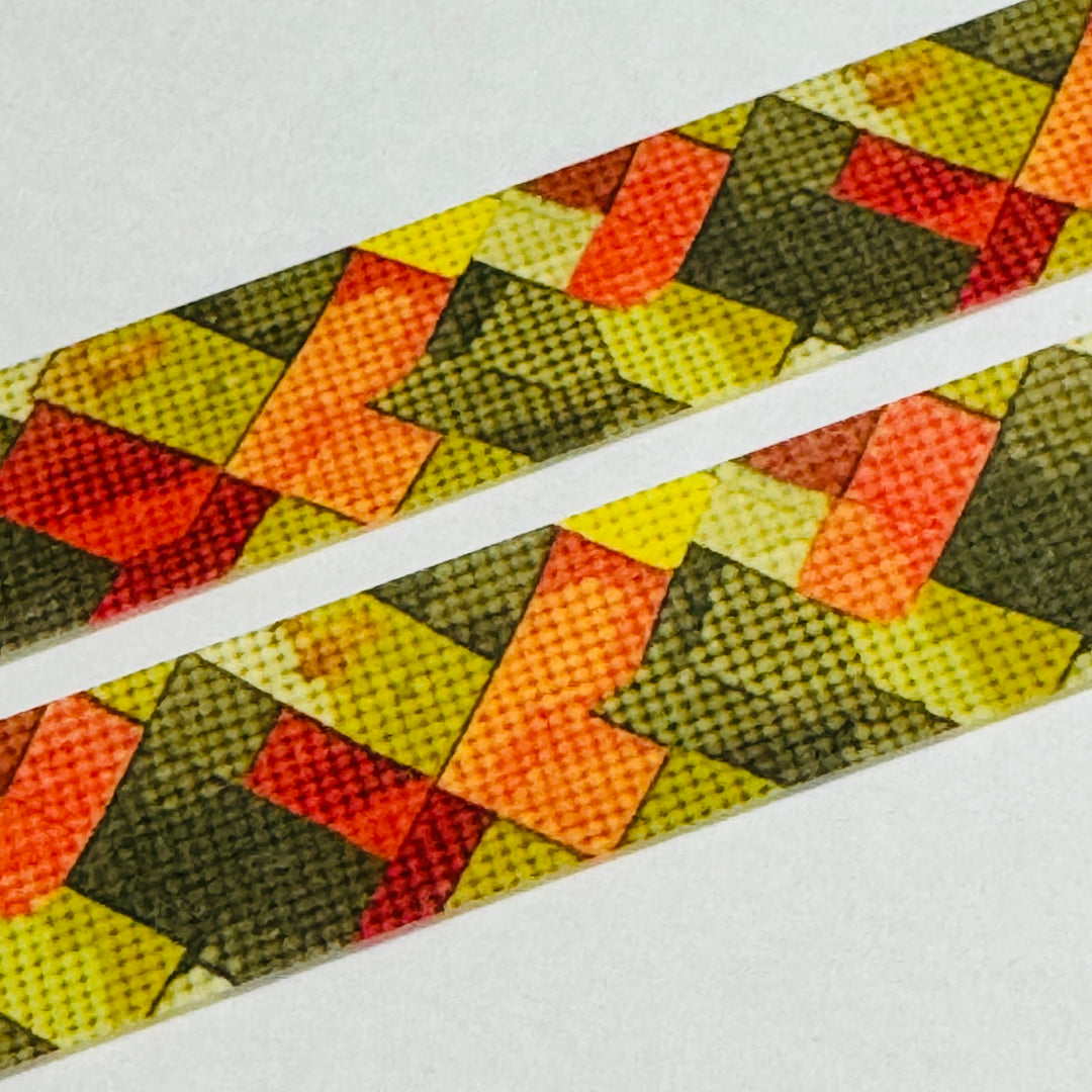 FALL HERRINGBONE PATTERN In Red, Green & Orange Amanda Mischell Washi Tape ~ 1 Roll ~ 15mm x 10m (33 Feet)