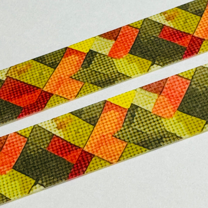 FALL HERRINGBONE PATTERN In Red, Green & Orange Amanda Mischell Washi Tape ~ 1 Roll ~ 15mm x 10m (33 Feet)