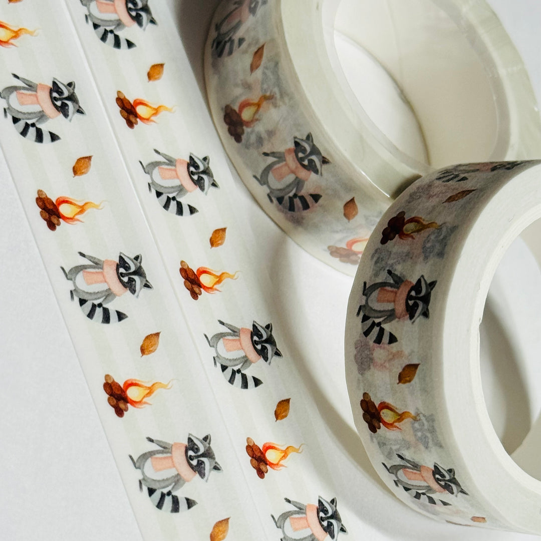 RACCOON BRAVING THE COLD WEATHER Washi Tape ~ 1 Roll ~ 15mm x 10m (33 Feet)