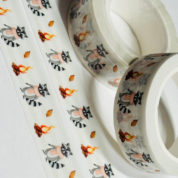 RACCOON BRAVING THE COLD WEATHER Washi Tape ~ 1 Roll ~ 15mm x 10m (33 Feet)
