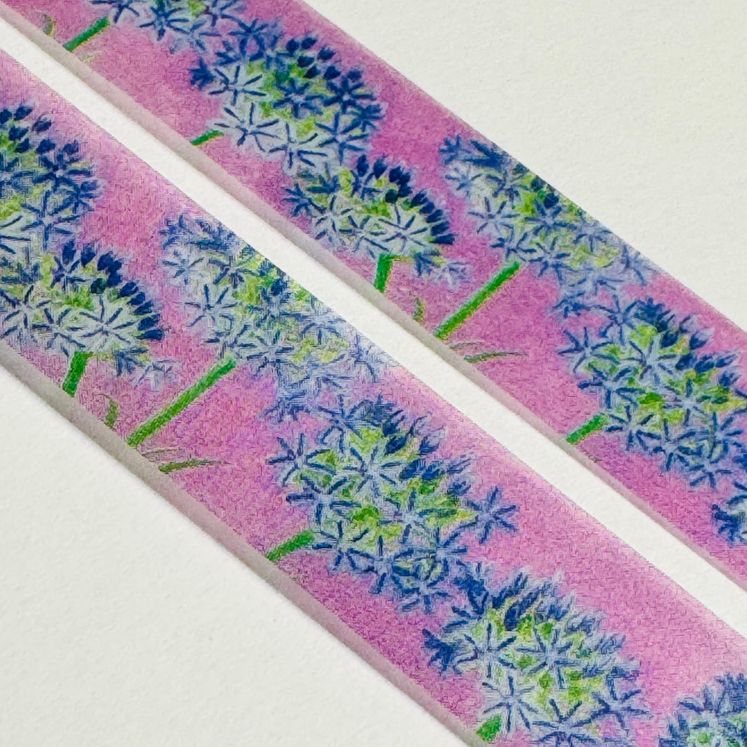 VIOLET AFRICAN LILIES AGAPANTHUS Floral Saien Masking Washi Tape ~ 1 Roll ~ 15mm x 7m (23 Feet)