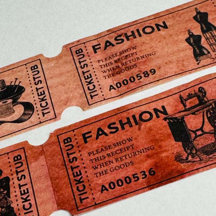 VINTAGE FASHION SEWING Forms Red Kraft Tickets Washi Tape ~ 1 Roll ~ 25mm x 3m (10 Feet)