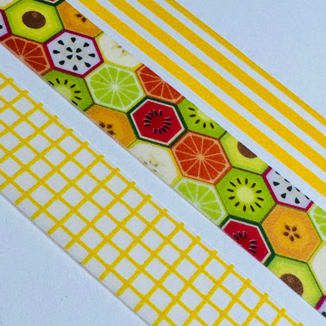 DANDELION YELLOW BORDER Stripes Mt Washi Tape ~ 1 Roll ~ 15mm x 7m (23 Feet)