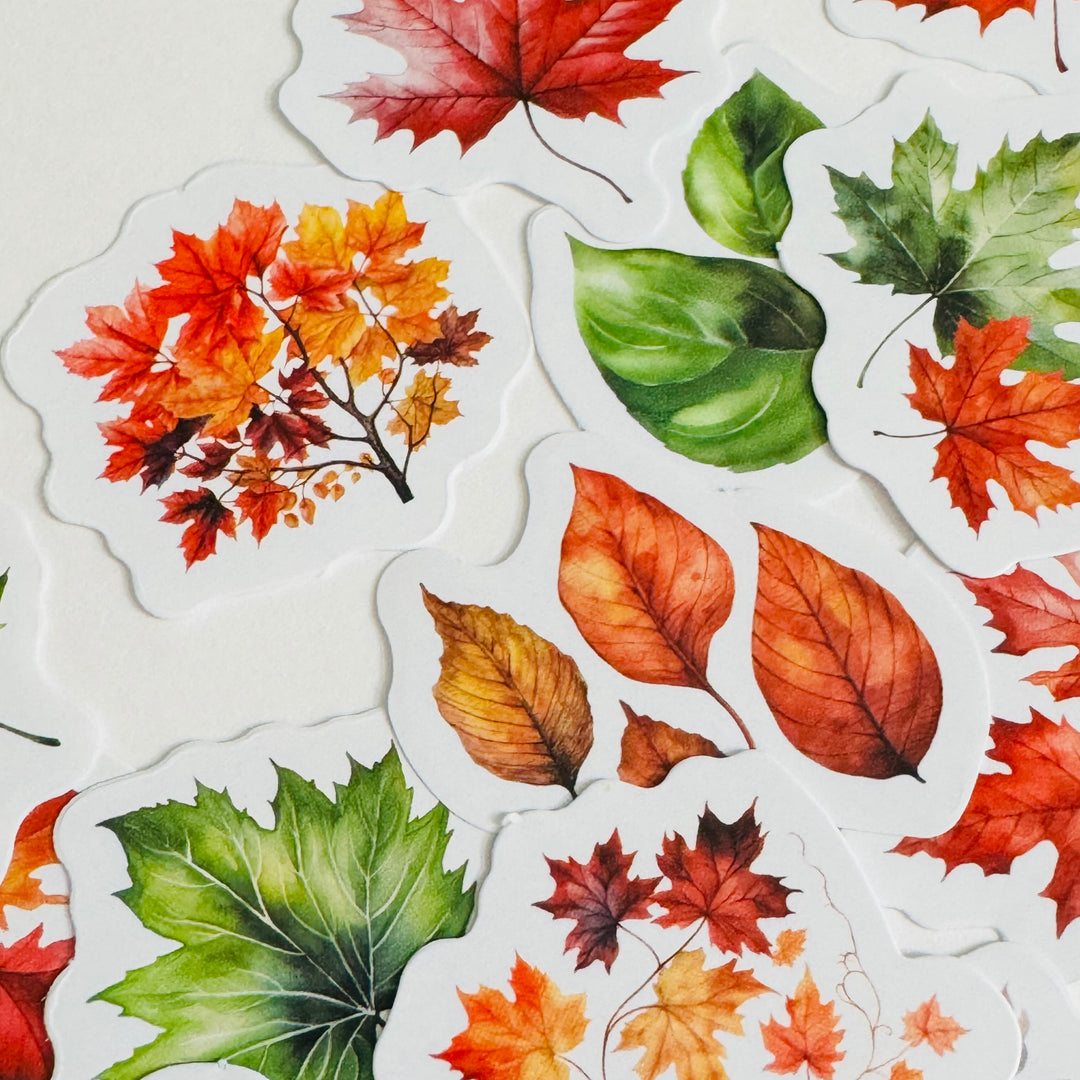 AUTUMN LETTER LEAF (LEAVES) Peelable Stickers  ~ 45 Pieces ~ Each Sticker is Approximately 38mm