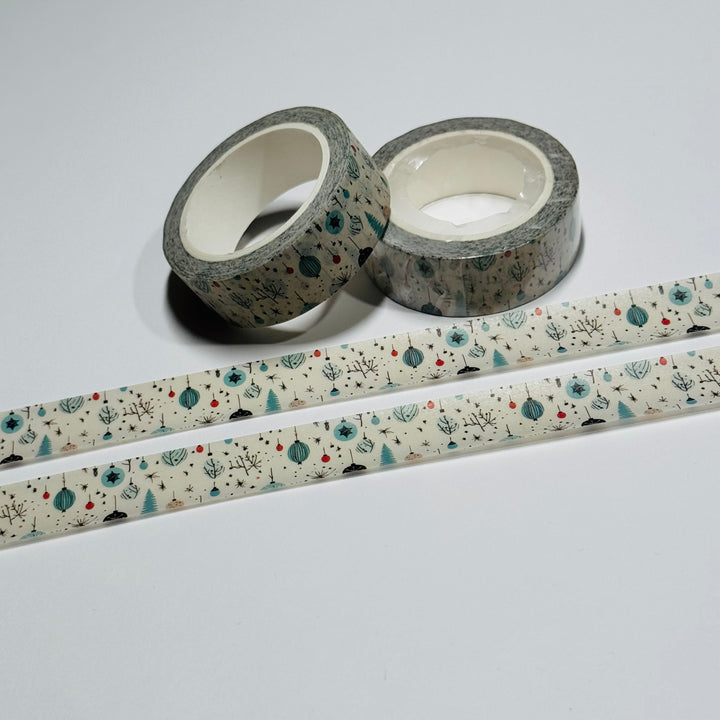 RETRO DANGLING ORNAMENTS & ARTIFICIAL TREES Washi Tape ~ 1 Roll ~ 15mm x 10m (33 Feet)