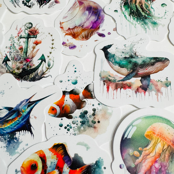 SOUND Of The SEA OCEANIC Peelable Stickers  ~ 46 Pieces ~ Each Sticker is 38mm