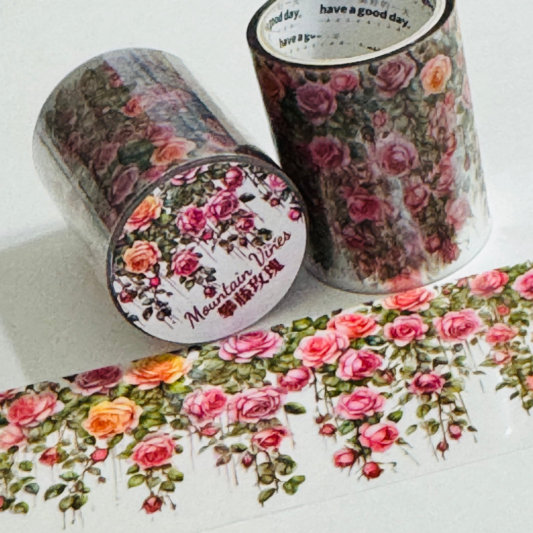 CLIMBING ROSES & VINES Pet Washi Tape ~ 1 Roll ~ 50mm x 2m (7 Feet)