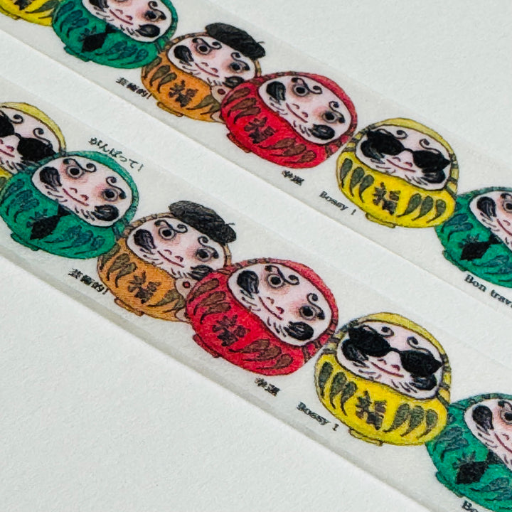 ROCKING & ROLLING DARUMAS Saien Masking Washi Tape ~ 1 Roll ~ 15mm x 7m (23 Feet)