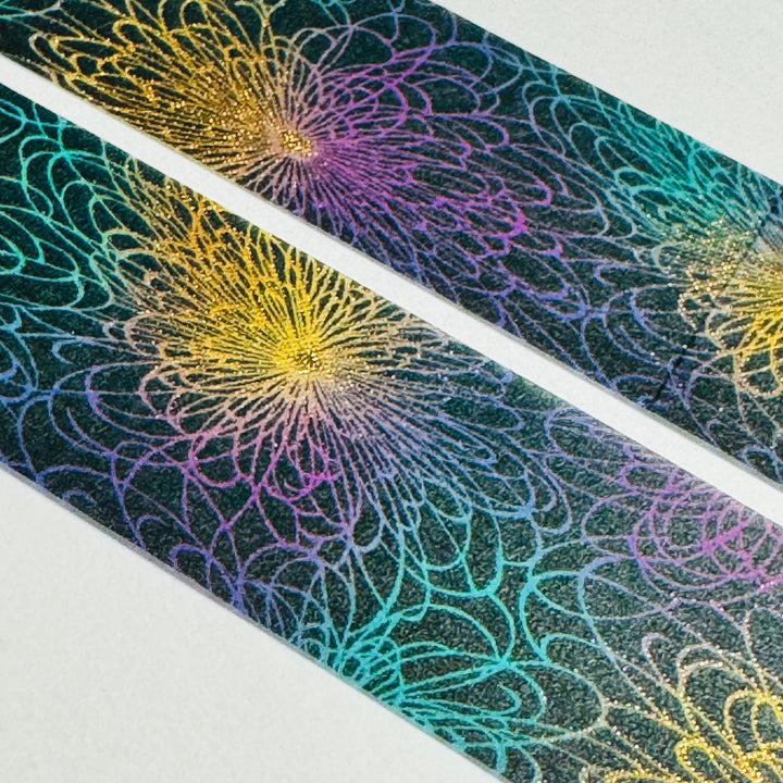 ELECTRIC SPINY CHRYSANTHEMUM Kimono Gold Foil Saien Washi Tape ~ 1 Roll ~ 25mm x 5m (16 Feet)