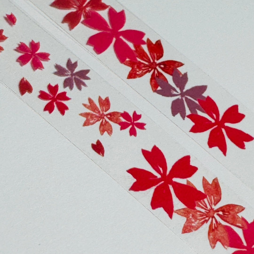 JAPANESE SAKURA LEAVES Acrylic PET  Saien Washi Tape ~ 1 Roll ~ 15mm x 3m (10 Feet)