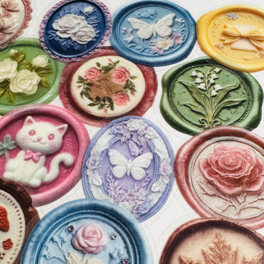 FAUX EMBOSSED SEALING WAX Peelable Stickers  ~ 50 Pieces ~ Each Sticker is 2 Inches