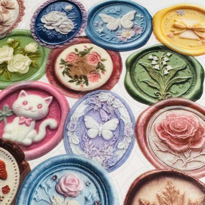 FAUX EMBOSSED SEALING WAX Peelable Stickers  ~ 50 Pieces ~ Each Sticker is 2 Inches