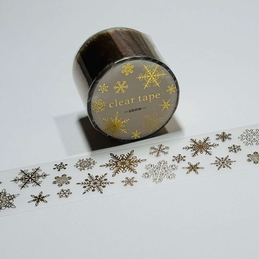 SPARKLING GOLD CHRISTMAS SNOWFLAKES Mind Wave PET Washi Tape ~ 1 Roll ~ 30mm x 3m (10 Feet)