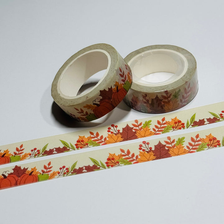 GATHERED PRETTY FALL LEAVES In BUNDLES Washi Tape ~ 1 Roll ~ 15mm x 10m (33 Feet)