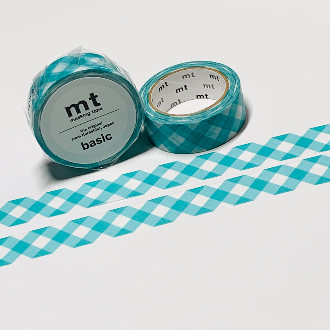 THICK CHECKERED TEAL GREEN Plaid Mt Washi Tape - 1 Roll - 15mm x 7m (23 Feet)