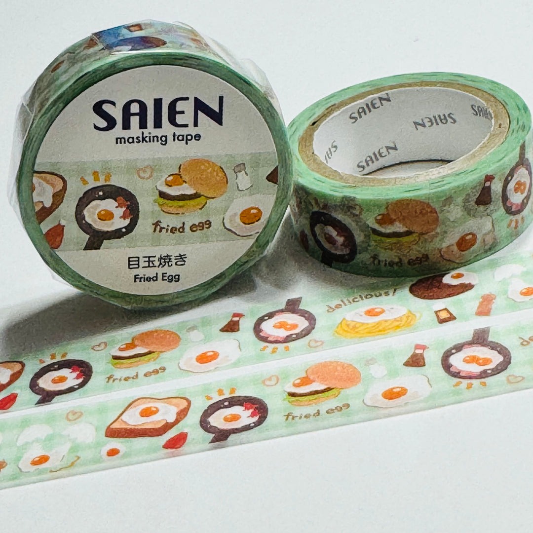 FRIED EGGS For BREAKFAST FOOD Saien Masking Washi Tape - 1 Roll - 15mm x 7m (23 Feet)