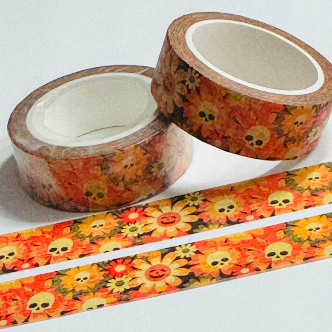 SERVING SUNNY-SIDE UP SKULLS Halloween Washi Tape ~ 1 Roll ~ 15mm x 10m (33 Feet)