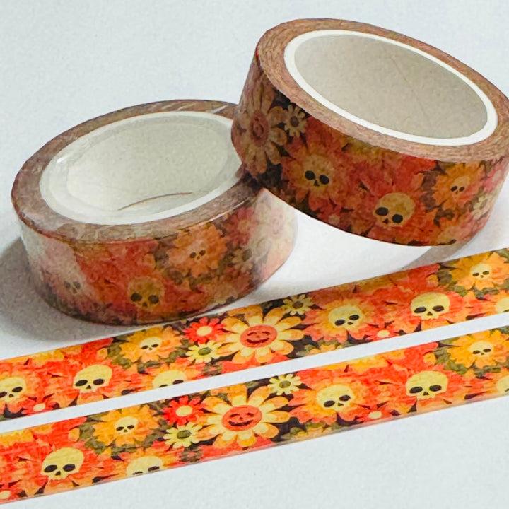 SERVING SUNNY-SIDE UP SKULLS Halloween Washi Tape ~ 1 Roll ~ 15mm x 10m (33 Feet)