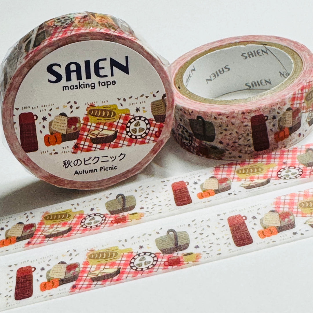 COUNTRYSIDE PICNIC FOOD Saien Masking Washi Tape - 1 Roll - 15mm x 7m (23 Feet)