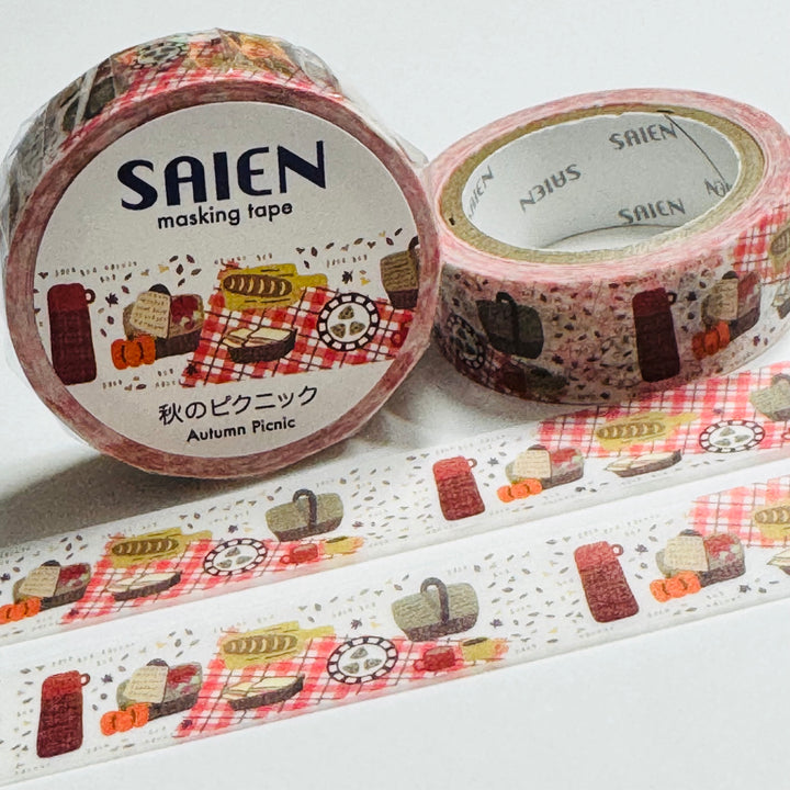 COUNTRYSIDE PICNIC FOOD Saien Masking Washi Tape - 1 Roll - 15mm x 7m (23 Feet)