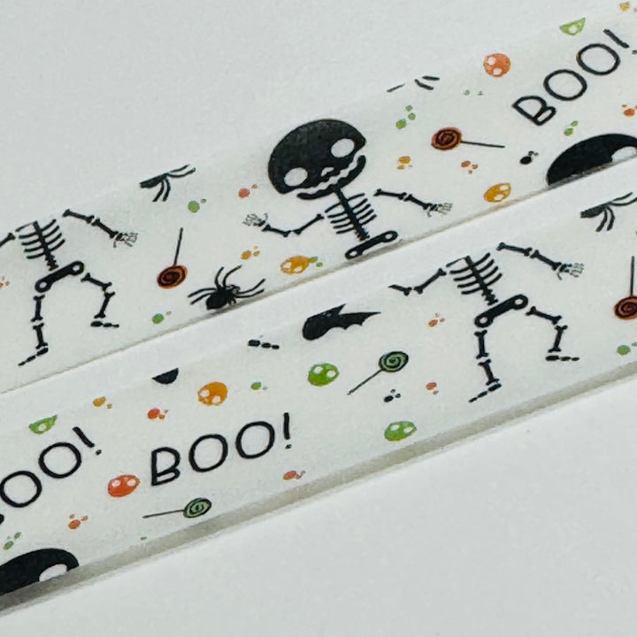 TRICK Or TREATING SKELETON Halloween Washi Tape ~ 1 Roll ~ 15mm x 10m (33 Feet)