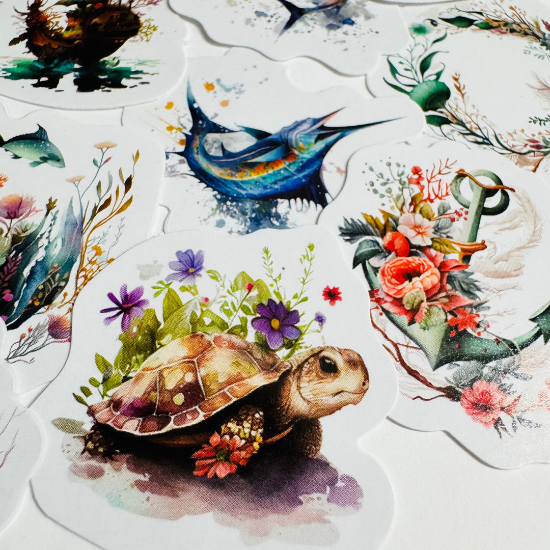 SOUND Of The SEA OCEANIC Peelable Stickers  ~ 46 Pieces ~ Each Sticker is 38mm