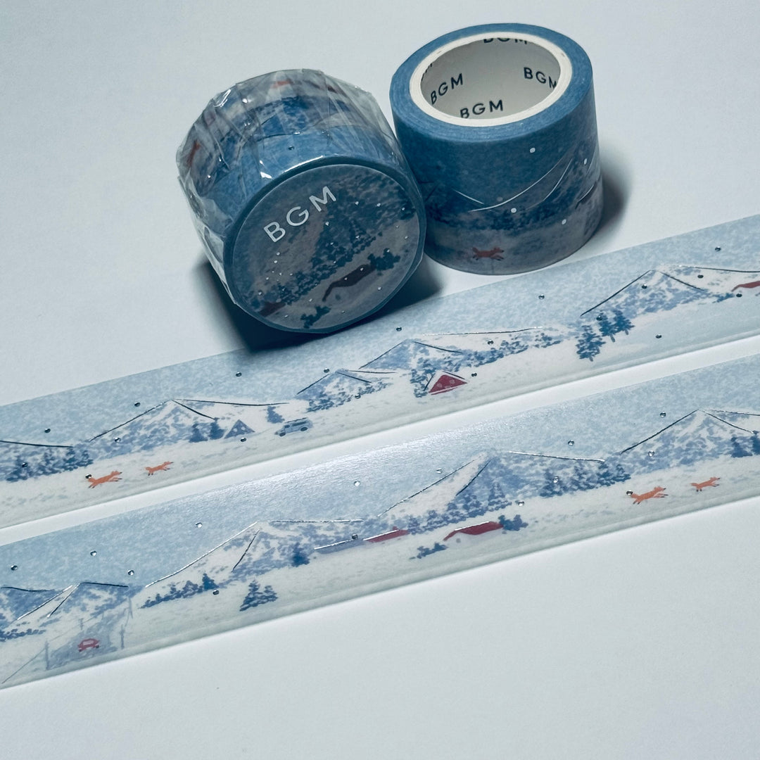 REMOTE WINTER CABIN In Silver Foil Designed By BGM Washi Tape ~ 1 Roll ~ 30mm x 5m (16 Feet)