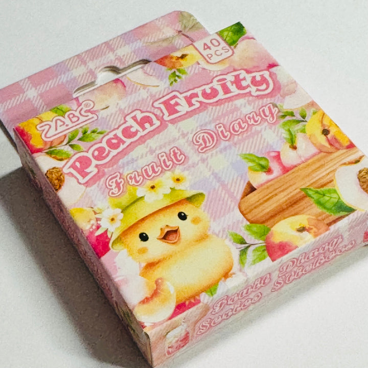 JUICY PEACHES FOX & BUNNY FAVORITES Peelable PET Stickers  ~ 40 Pieces ~ Each Sticker is 25-45mm