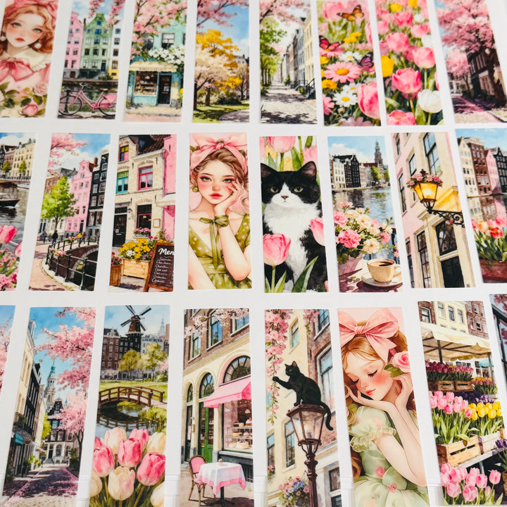 SPRING FLING GIRL In The City Ephemera Sticker Pack ~ 25 Pieces ~ 30mm x 95mm