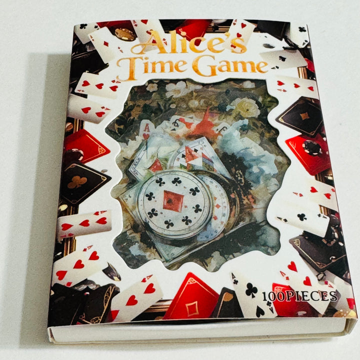 IT'S ALICE'S TIME GAME Matchbox Peelable Stickers Large Amount ~ 100 Pieces ~ 65-60mm Each