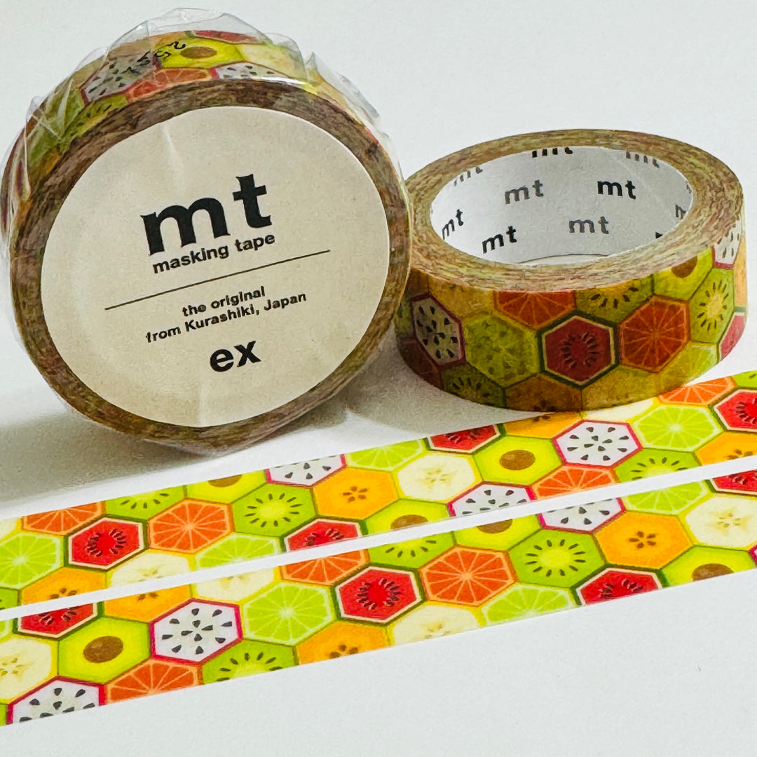 KIWI HEXAGON FRUITS Mt Washi Tape - 1 Roll  - 15mm x 7m (23 Feet)