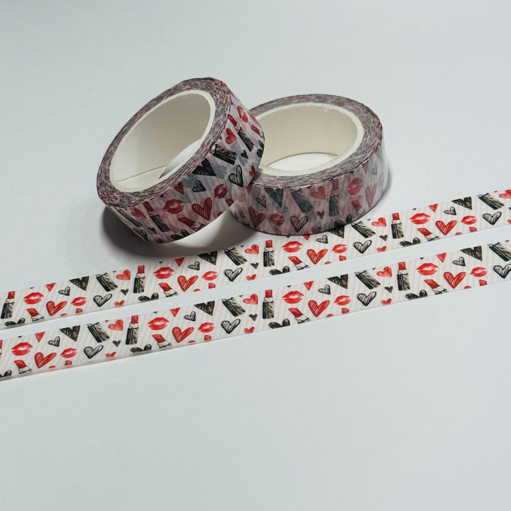 LIPSTICK ON HIS COLLAR Valentine Washi Tape ~ 1 Roll ~ 15mm x 10m (33 Feet)