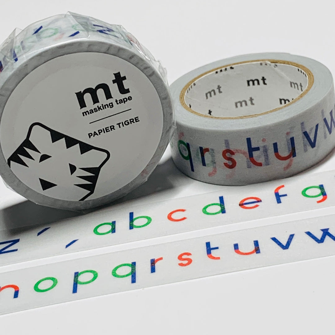 PAPIER TIGRE L'ALPHABET (Letters) Mt Washi Tape - 1 Roll - 15mm x 7m (23 Feet)