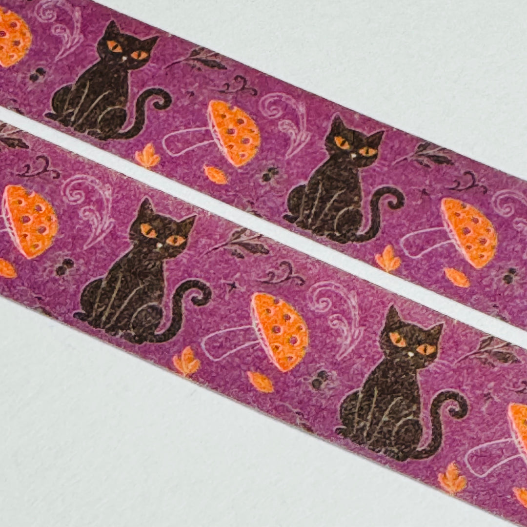 BLACK CAT With GLOWING EYES Halloween Washi Tape ~ 1 Roll ~ 15mm x 10m (33 Feet)