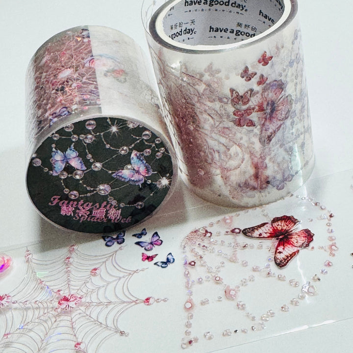 IRRIDESCENT LAVENDER BUTTERFLY SPIDERWEBS Halloween PET Washi Tape ~ 1 Roll ~ 50mm x 2m (7 Feet) (Copy) (Copy)
