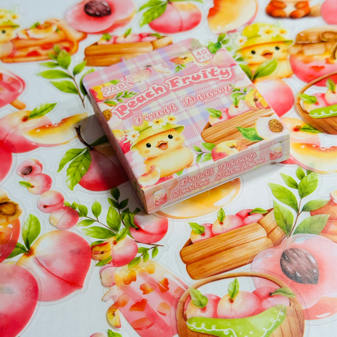 JUICY PEACHES FOX & BUNNY FAVORITES Peelable PET Stickers  ~ 40 Pieces ~ Each Sticker is 25-45mm