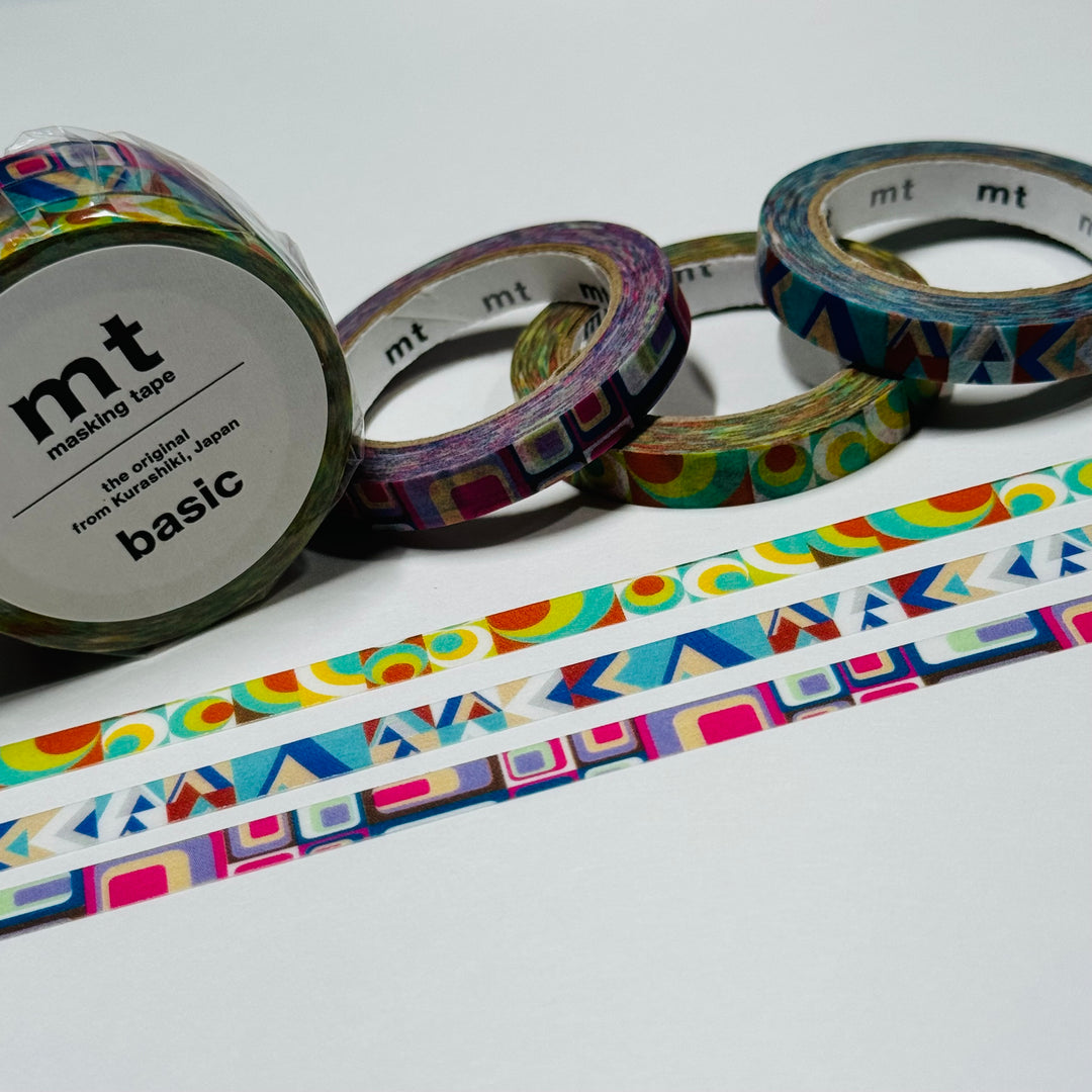 SLIM DECO RETRO Collage Mt Thin Washi Tape Set ~ 3 Rolls ~ 6mm x 7m (23 Feet) Each