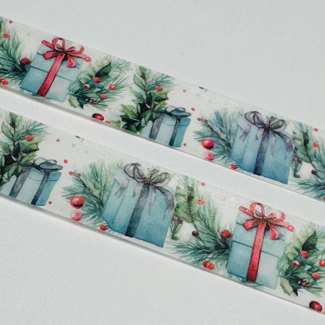 WATERCOLOR WRAPPED HOLIDAY PRESENTS Washi Tape ~ 1 Roll ~ 15mm x 10m (33 Feet)