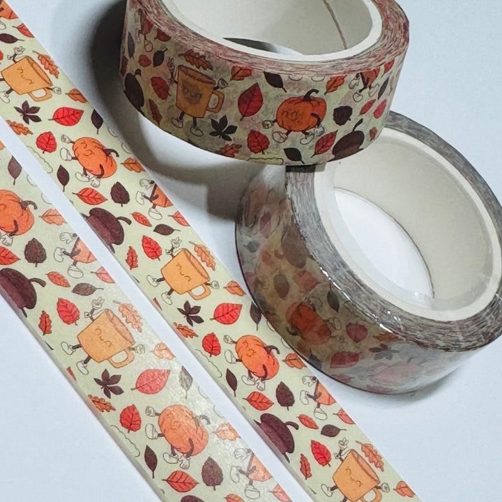 KAWAII PUMPKIN SPICE EVERYTHING Washi Tape ~ 1 Roll ~ 15mm x 10m (33 Feet)