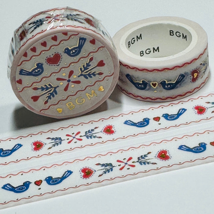 FOLK ART DUTCH EMBROIDERY In Gold Foil Washi Tape Designed By BGM ~ 1 Roll ~ 1mm x 5m (16 Feet)