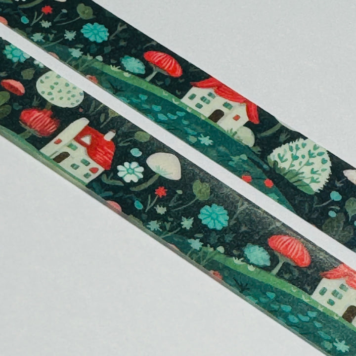 WHIMSICAL COTTAGE IN THE WOODS Washi Tape ~ 1 Roll ~ 15mm x 10m (33 Feet)