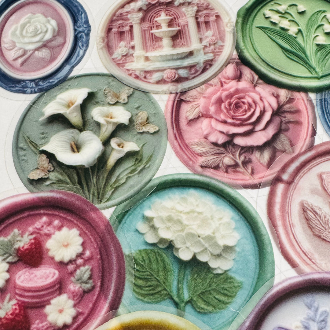 FAUX EMBOSSED SEALING WAX Peelable Stickers  ~ 50 Pieces ~ Each Sticker is 2 Inches