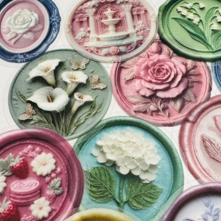 FAUX EMBOSSED SEALING WAX Peelable Stickers  ~ 50 Pieces ~ Each Sticker is 2 Inches