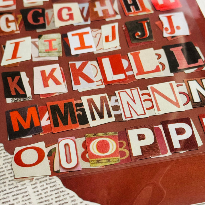 RED HOT LOVE Ransom Alphabet Stickers ~ 98 Pieces ~ 3 of Each Letter; 2 of Each Number