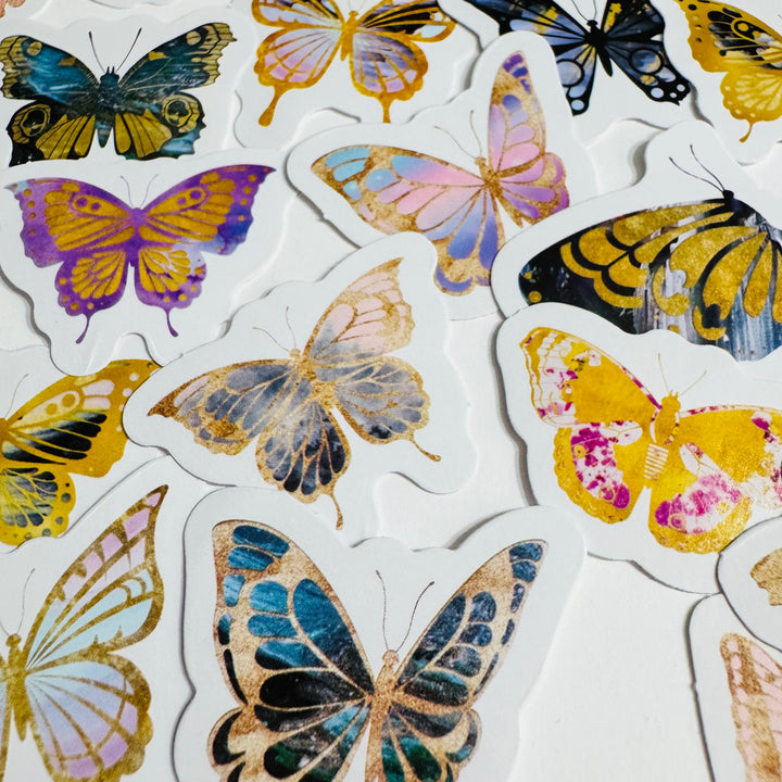 GUILDED AGE Of BUTTERFLIES Peelable Stickers  ~ 46 Pieces ~ Each Sticker is 38mm