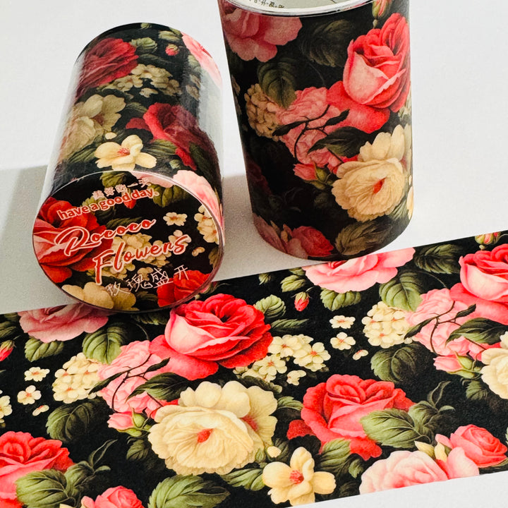 ROMANTIC ROCOCO HEIRLOOM ROSES Large Washi Tape ~ 1 Roll ~ 60mm x 2m (7 Feet)