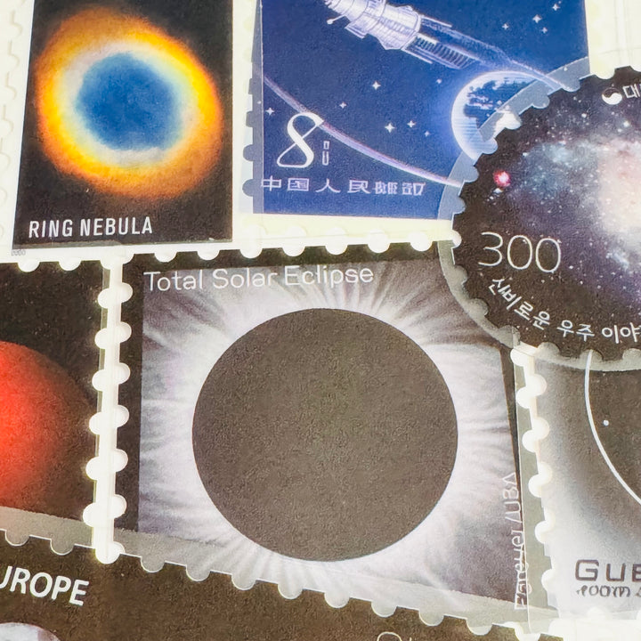SCIENTIFIC GALAXY NIGHT SKY Space Stamp Peelable PET Stickers  ~ 55 Pieces ~ Approximately 2 Inches Each