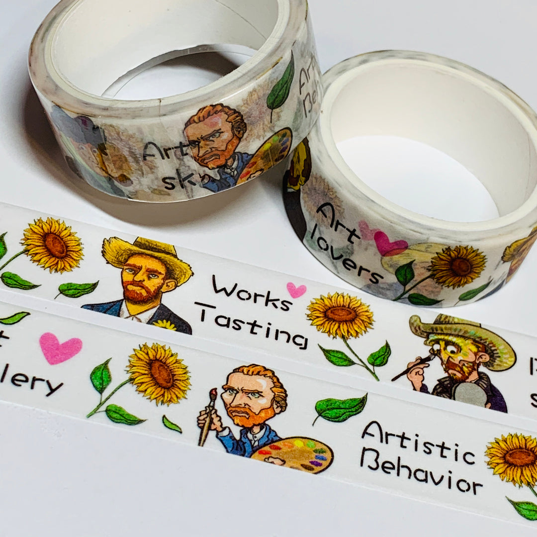 ARTISTIC BEHAVIOR With SUNFLOWERS Washi Tape ~ 1 Roll ~ 15mm x 5m (16 Feet)